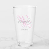 Zwart-roze Fancy Monogram Bridesmaid Glas (Achterkant)