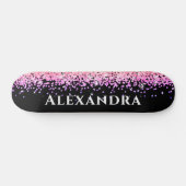 Zwart-roze faux Glitter Aesthetische Naam Skateboard (Horizontaal)