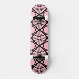 Zwart-roze geometrische kunst skateboard