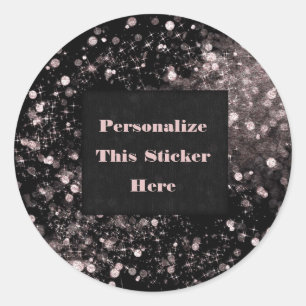 Zwart & Roze Glitter Lichtjes Glamour Glitters Ronde Sticker