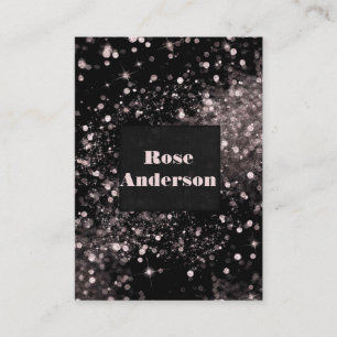Zwart & Roze Glitter Lichtjes Glamour Glitterspran Visitekaartje