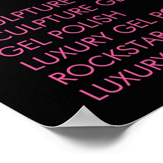 Zwart-roze Glitter Salon Menu Wall Poster (Hoek)