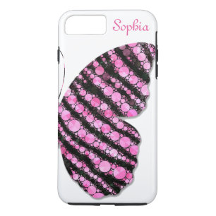 Zwart & Roze Glitter Vlinder Persoonlijk iPhone 8 Plus / 7 Plus Hoesje