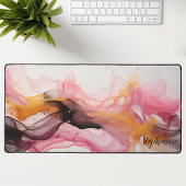 Zwart Roze Goud Abstract Liquid Waves Gepersonalis Bureaumat