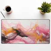 Zwart Roze Goud Abstract Liquid Waves Gepersonalis Bureaumat
