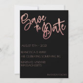 Zwart & roze goud glinsterende Art Deco bruiloft Save The Date (Voorkant)