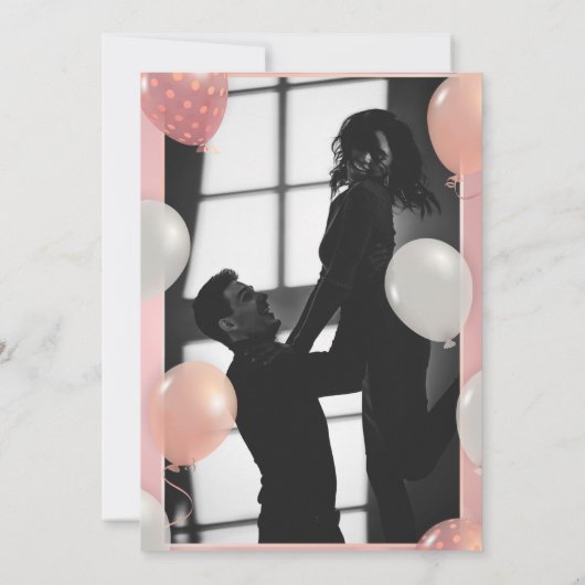 Zwart & roze goud glinsterende Art Deco bruiloft Save The Date (Achterkant)