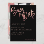 Zwart & roze goud glinsterende Art Deco bruiloft Save The Date (Voorkant / Achterkant)