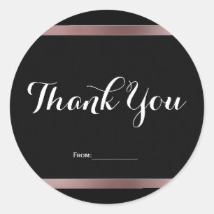 Zwart & Roze Goud Mauve Roze Feest Favor Ronde Sticker
