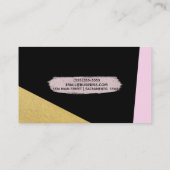 Zwart Roze & Goud Modern Modieus Chic Visitekaartje (Achterkant)