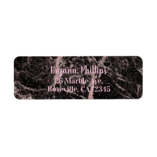 Zwart & Roze Goud Roze Glitter Marmer Glam Trendy Etiket