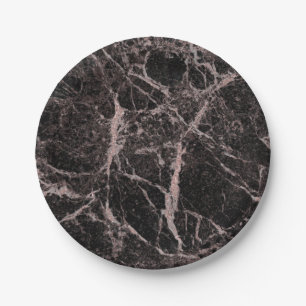 Zwart & Roze Goud Roze Glitter Marmer Glam Trendy Papieren Bordje