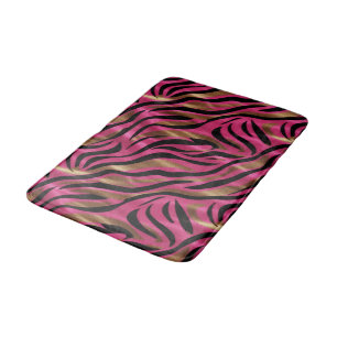 Zwart Roze Gouden Zebra Strepen Dierlijk Print Pat Badmat