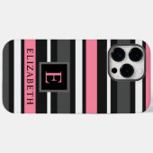  Zwart Roze Grijs Wit Strepen Case-Mate iPhone Case (Achterkant (horizontaal))