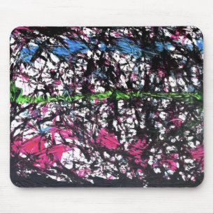 Zwart, Roze, Groen, Blauwe Marmer Kunstwerk Muismat