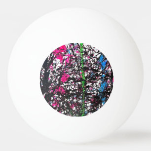 Zwart, Roze, Groen, Blauwe Marmer Kunstwerk Pingpongballen