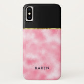 Zwart-roze keh Glitter Geometric Design Case-Mate iPhone Case (Achterkant)