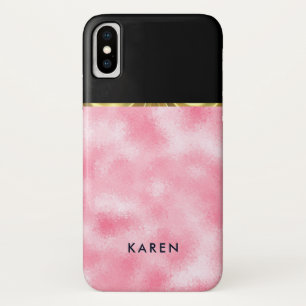 Zwart-roze keh Glitter Geometric Design iPhone X Hoesje
