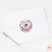 Zwart Roze Koe Pattern Dank u Ronde Sticker (Envelop)