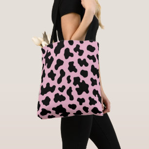 Zwart & Roze Koehuid Print Draagtas
