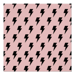 Zwart Roze Lightning Y2K Indie Bold Wall Decor Perfect Poster
