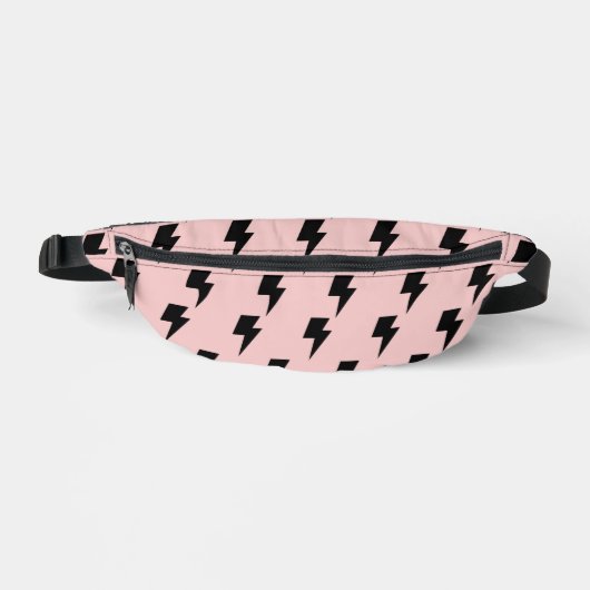Zwart Roze Lightning Y2K Indie Dagelijks Chic Heuptasje (Voorkant)