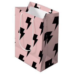Zwart Roze Lightning Y2K Indie Stijlvolle Gifting Medium Cadeauzakje