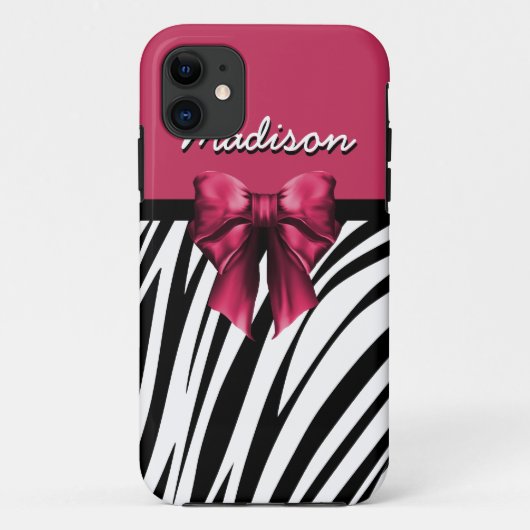 Zwart-roze lint-lint-lint-lint-Zebra afdrukken Case-Mate iPhone Case (Achterkant)