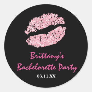 Zwart & Roze Lippen Kiss Party Favor Sticker