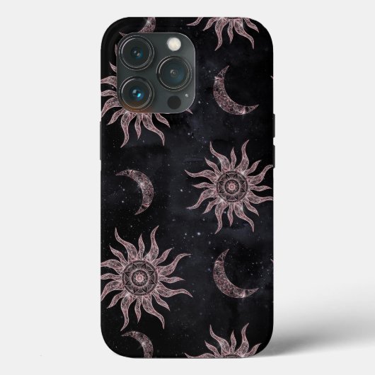 Zwart Roze Maan Zon Mandala Case-Mate iPhone Case (Achterkant)