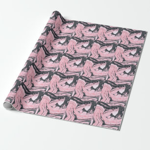 Zwart Roze Marmer: Abstracte kunst Cadeaupapier