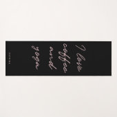 Zwart roze minimalistisch script Ik hou van koffie Yogamat (Voorkant (horizontaal))