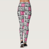 Zwart Roze Monogram met Custom 3 Fotocollage Leggings (Achterkant)