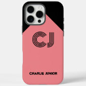 zwart roze Monogrammed initialen Case-Mate iPhone Case (Achterkant)