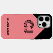 zwart roze Monogrammed initialen Case-Mate iPhone Case (Achterkant (horizontaal))