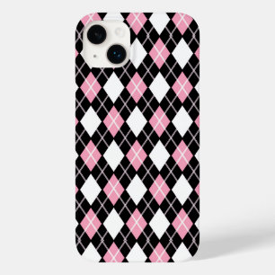 Zwart & Roze Naadloos Argyle Patroon Case-Mate iPhone 14 Plus Hoesje