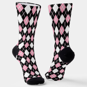 Zwart & Roze Naadloos Argyle Patroon Sokken