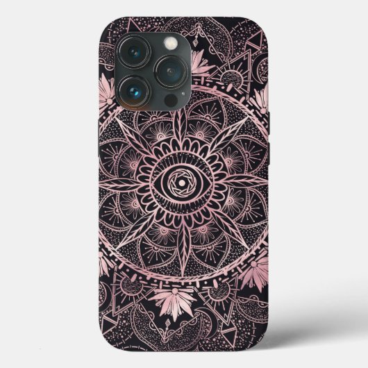 Zwart Roze Ogen Mandala Case-Mate iPhone Case (Achterkant)