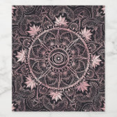 Zwart Roze Ogen Mandala Wijn Etiket (Enkel label)