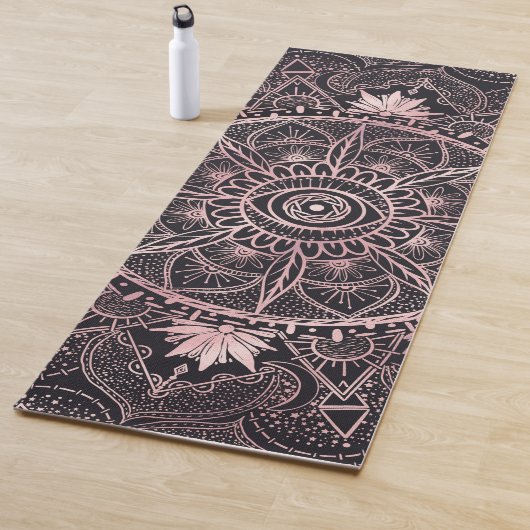 Zwart Roze Ogen Mandala Yogamat (In situ)