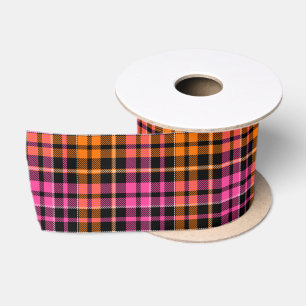 Zwart Roze Oranje Schotse Ruit Ontwerp Lint