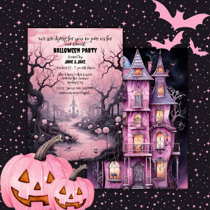 Zwart & Roze Pastel Gothic Graveyard Halloween Par Kaart