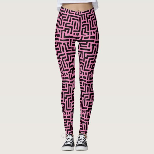 Zwart-roze Pop Leggings (Voorkant)