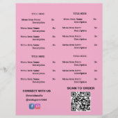 Zwart, Roze Restaurant Afhaalmenu met QR-code Flyer (Achterkant)