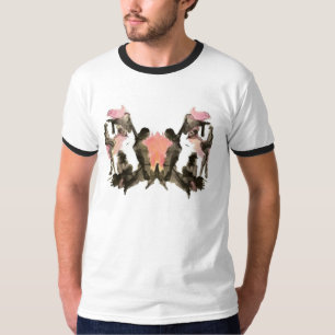 Zwart-roze Rorschach op White Ringer T-shirt