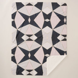 Zwart roze roze roodroodbruine kaleidoscoop sherpa deken