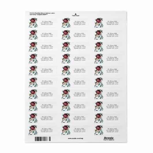 Zwart roze rozen achtergrond Elegant script Etiket (Full Sheet)