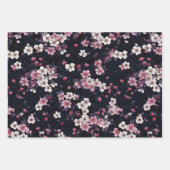Zwart Roze Sakura Bloemen, Patroonontwerp, Inpakpapier Vel (Voorkant)