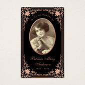 Zwart Roze Script begrafenis gebed Kaart (Voorkant)