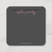 Zwart Roze Sieraden Houder Oorbel Display Script Vierkante Visitekaartje (Voorkant)